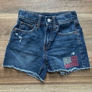 Old Navy Dark Blue Jean Shorts with Flag Detail girls 10 slim